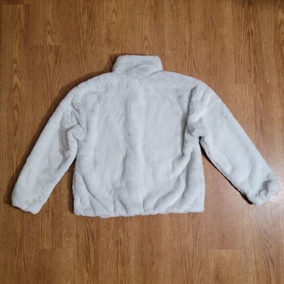 Nike Sportswear Faux Fur Swoosh Jacket Photon Dust Grey Giant Logo Dunk Low S - Picture 10 of 10